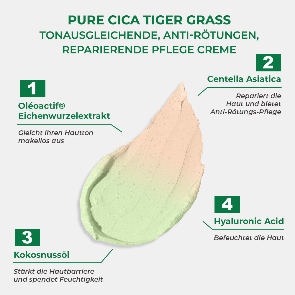 Sinoz Pure Cica Tiger Gras Ton Ausgleichende Creme 15ml